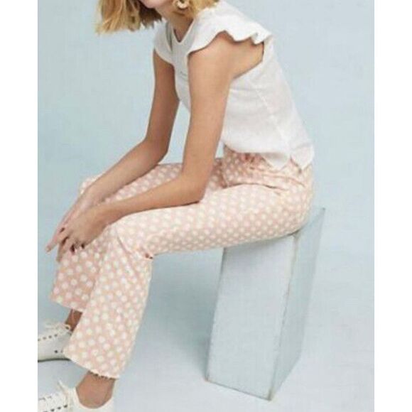 Anthropologie Pilcro the Leterpress polka dot high rise bootcut jeans 28 - Picture 13 of 14